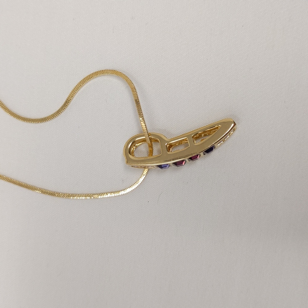 Lia Sophia Ultraviolet Rhinestone Pendant Necklace Gold Tone Chain NWT - Picture 11 of 11